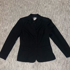 vintage black button-up blazer with embroidery